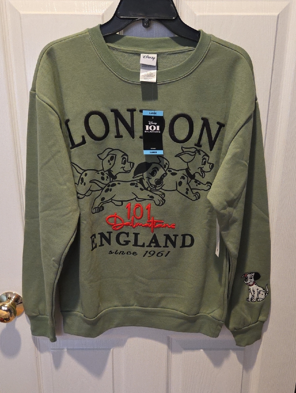 Disney Olive Green 101 Dalmatians Crewneck Sweatshirt